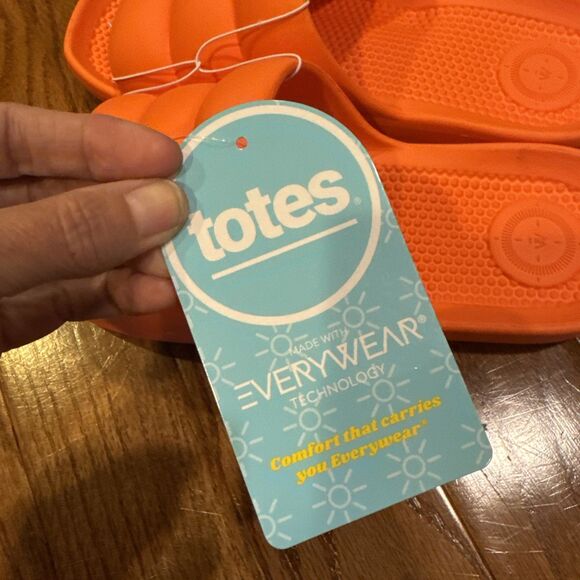 Totes Everywear Slides Sandals Summer Orange Womens Size 11  NEW - Picture 2 of 8